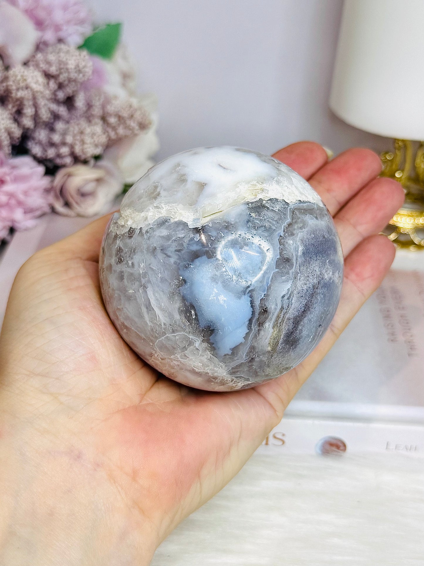 Large Druzy Agate Sphere on Stand 496g
