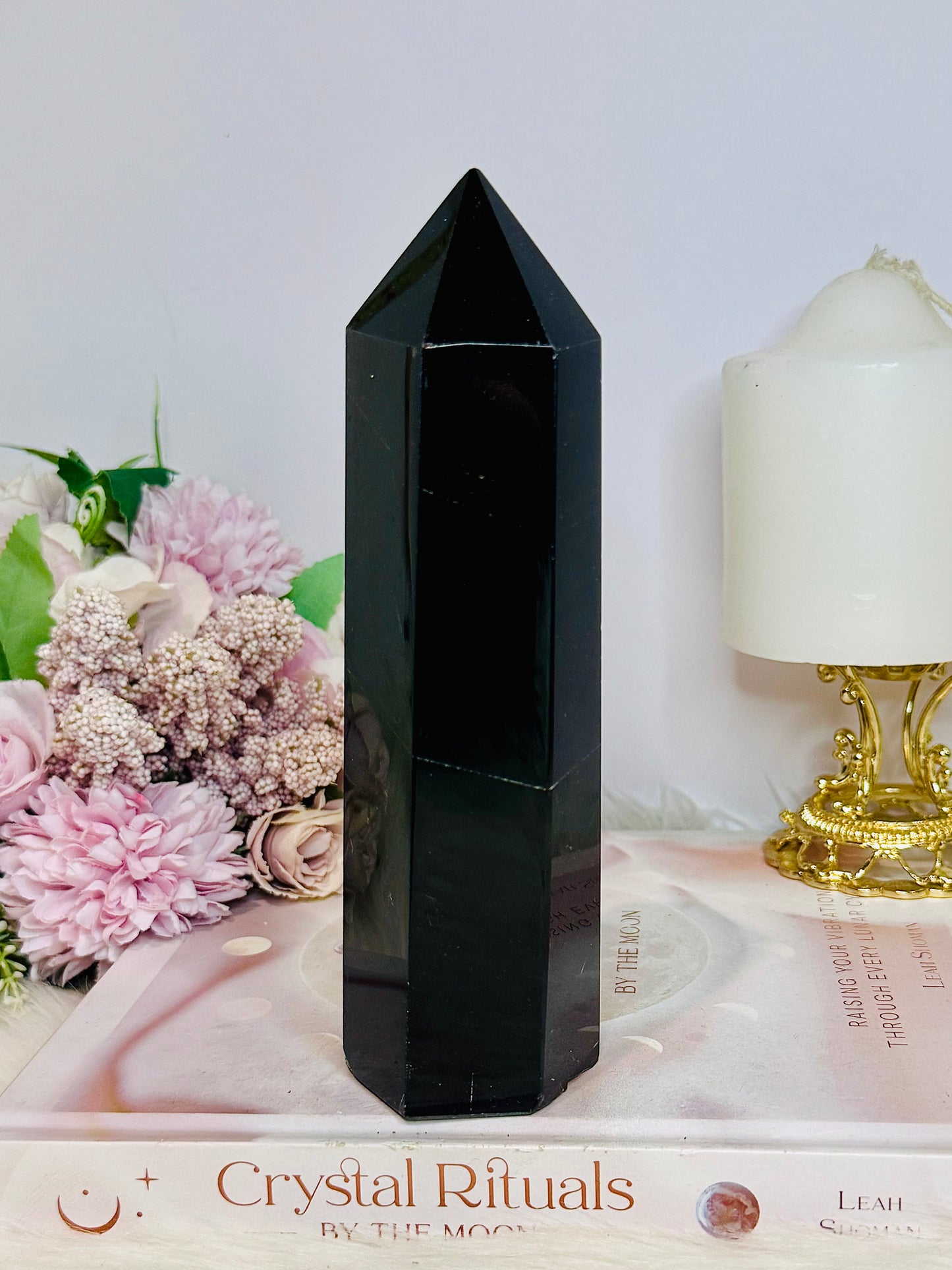 Black Obsidian Chunky Large Tower 18cm ~ Reduced as chip on tip
