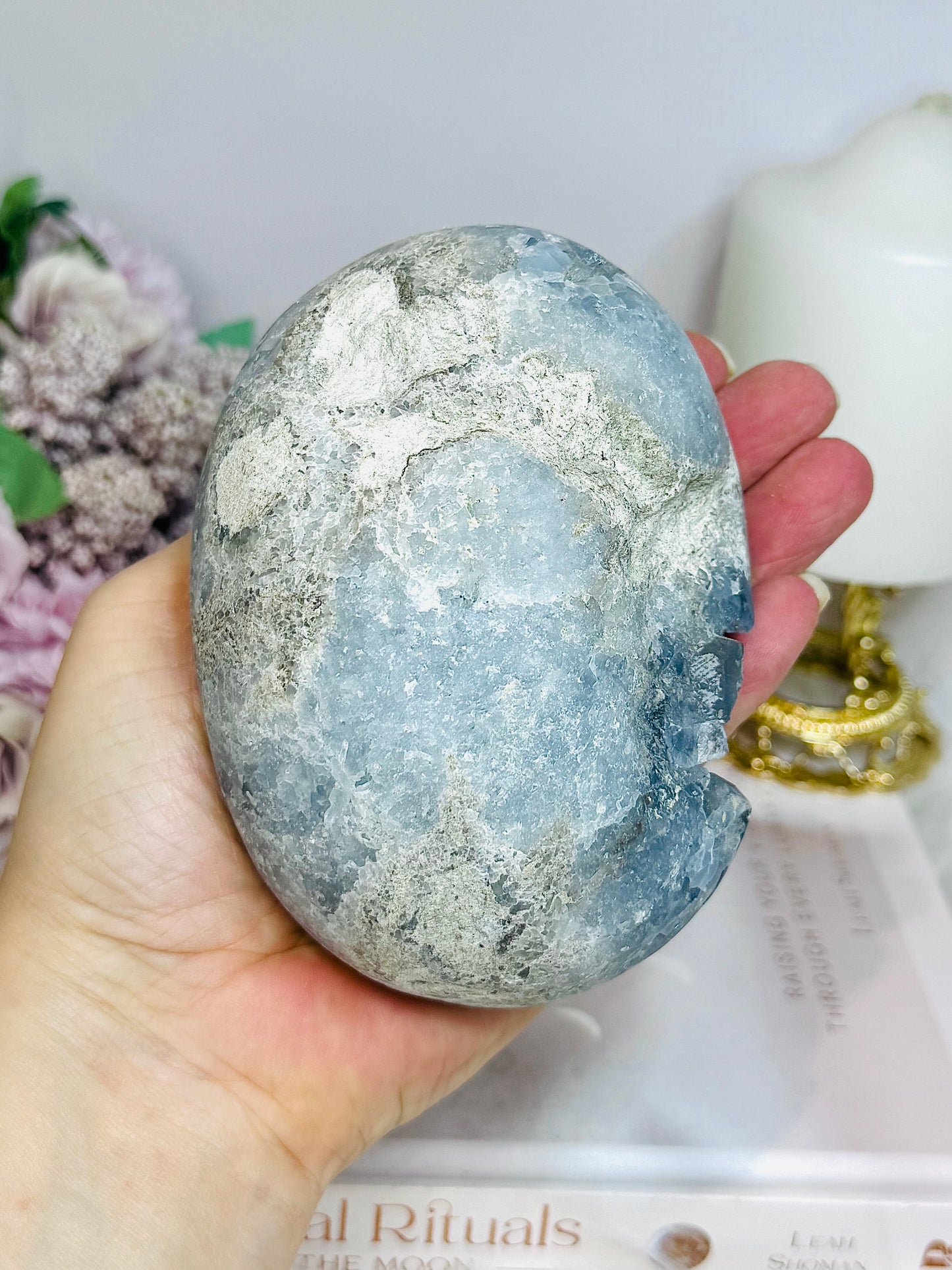 Deep Blue Celestite Cluster Freeform On Stand 11cm 966g