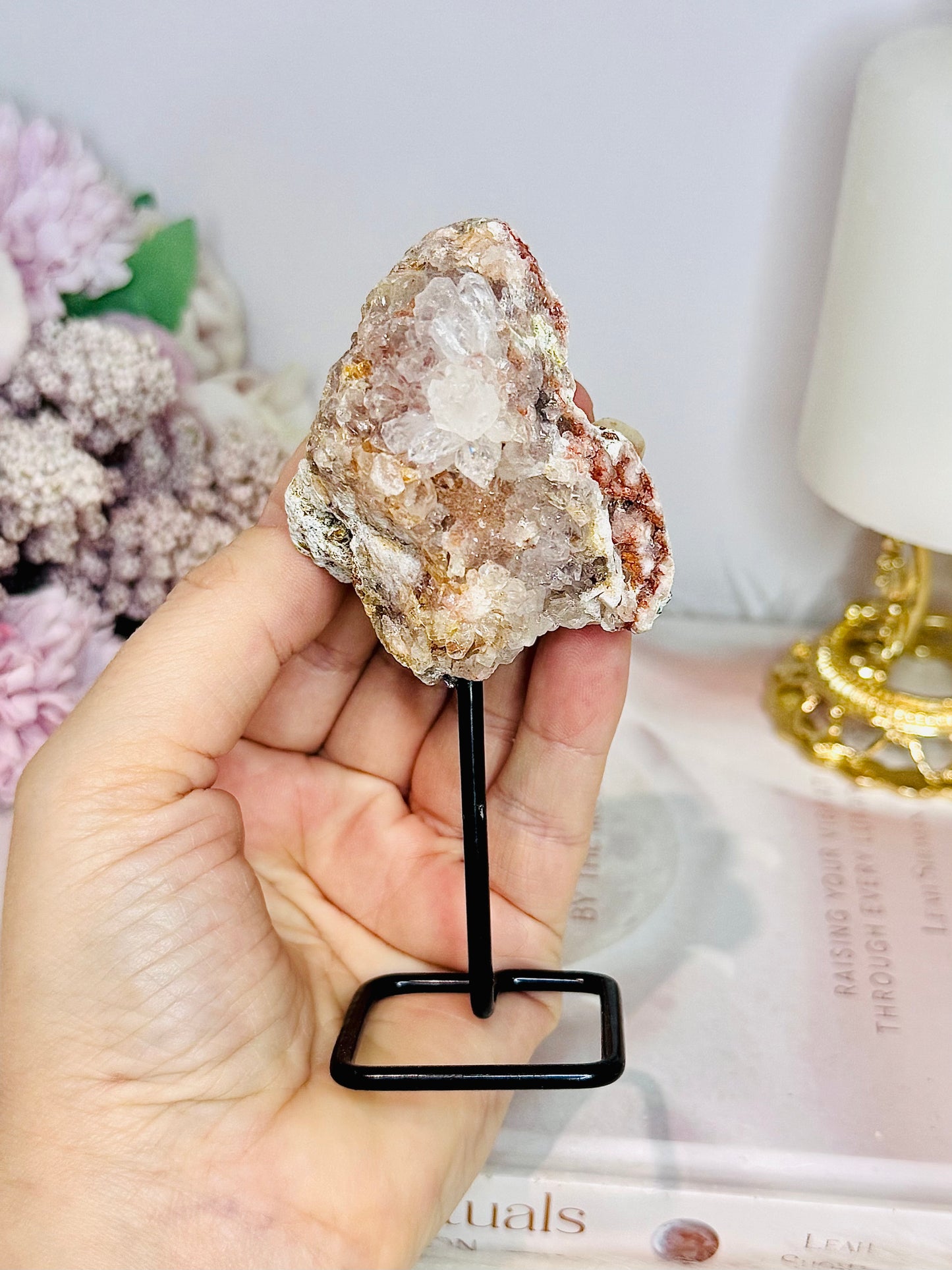 Pink Amethyst Natural Geode On Stand 11cm