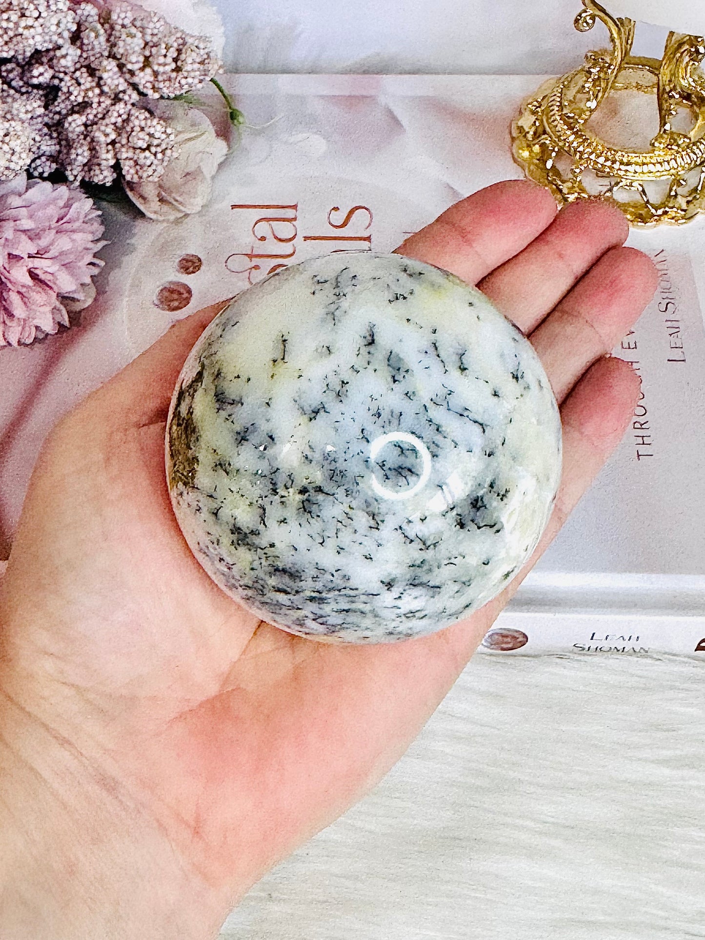 Large 404gram Dentrictic Opal Sphere On Silver Stand