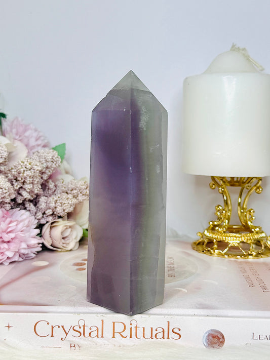 Green & Purple Pastel Fluorite Tower 13cm 331grams