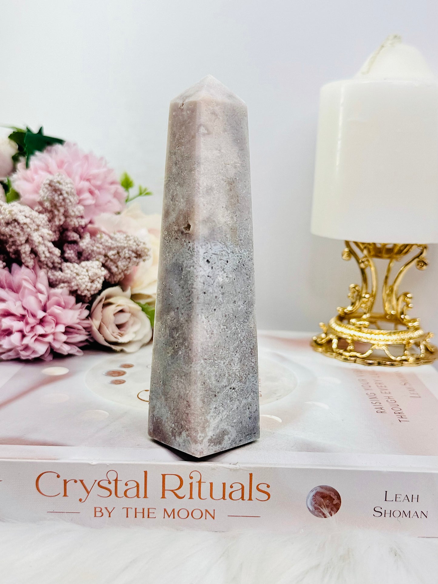 Pink Amethyst 13cm Druzy Obelisk Tower