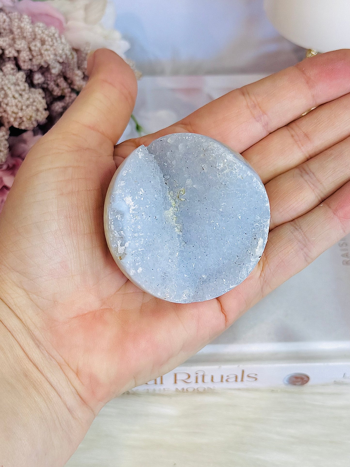 Druzy Blue Lace Agate Sphere On Stand 159grams