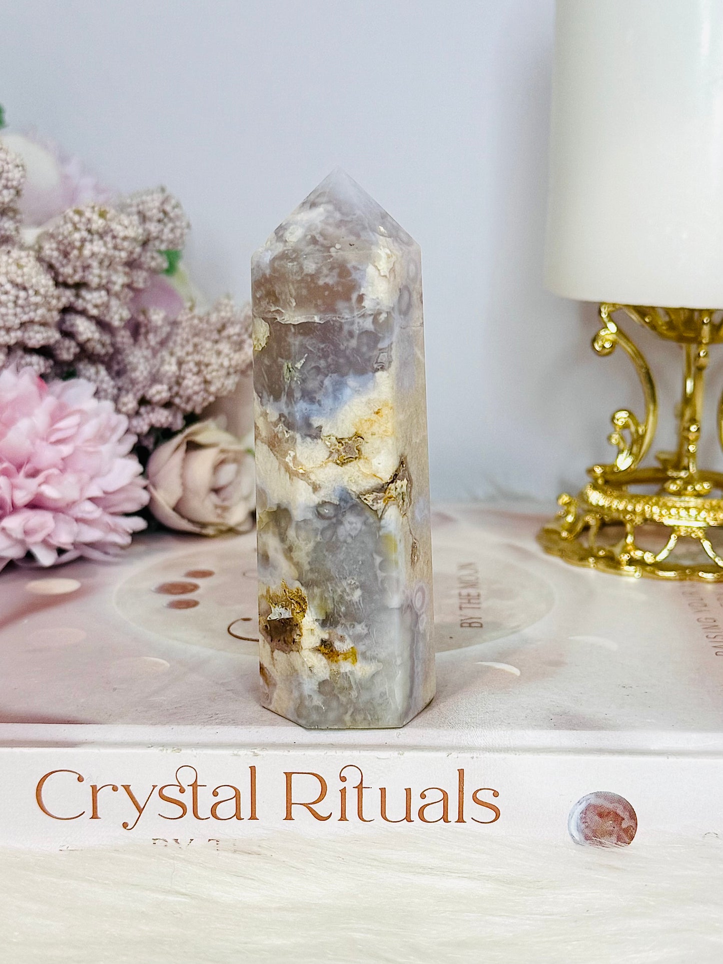 Druzy Flower Agate Tower 10cm