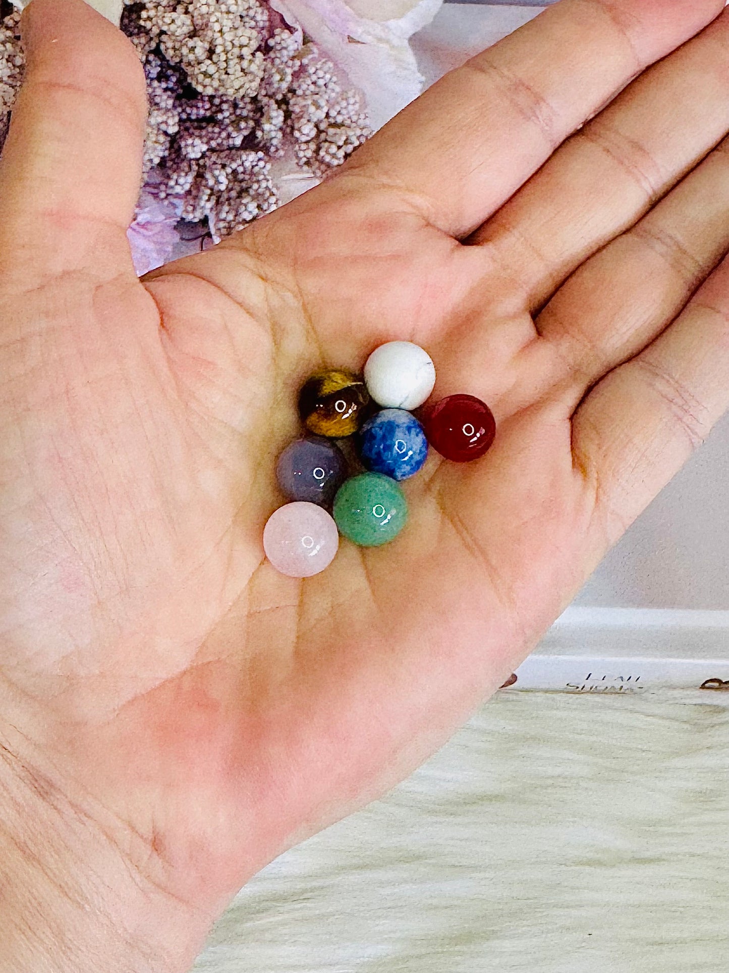 Set of 7 Mini Chakra Spheres On Stands