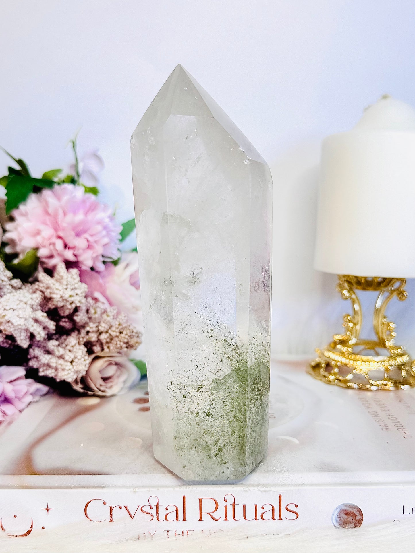 Wow! Incredible Large Chunky Natural Clear Quartz with Garden Quartz | Lodolite Inclusions 15cm 578grams