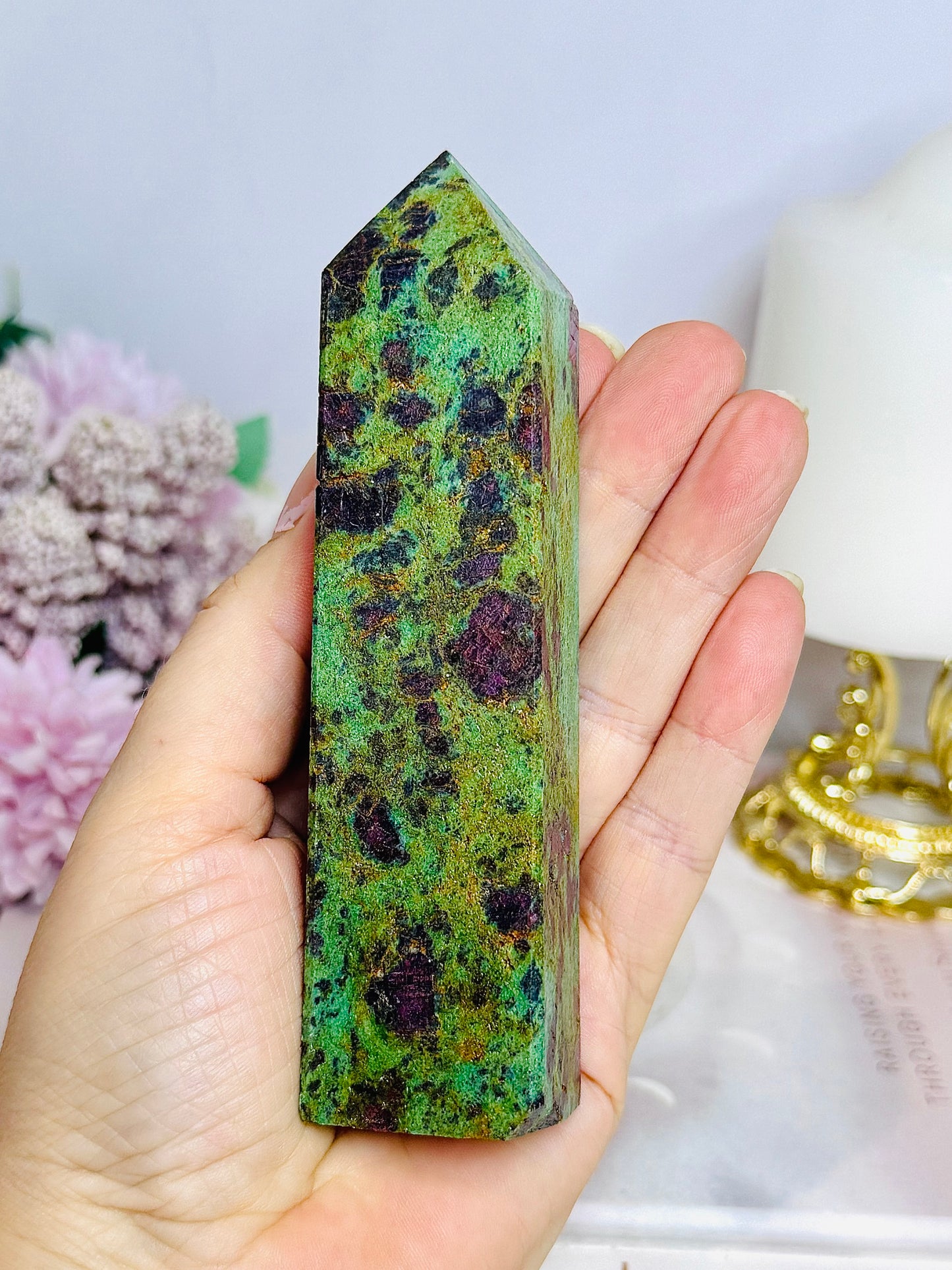 Ruby In Fuchsite Tower 12.5cm UV Reactive
