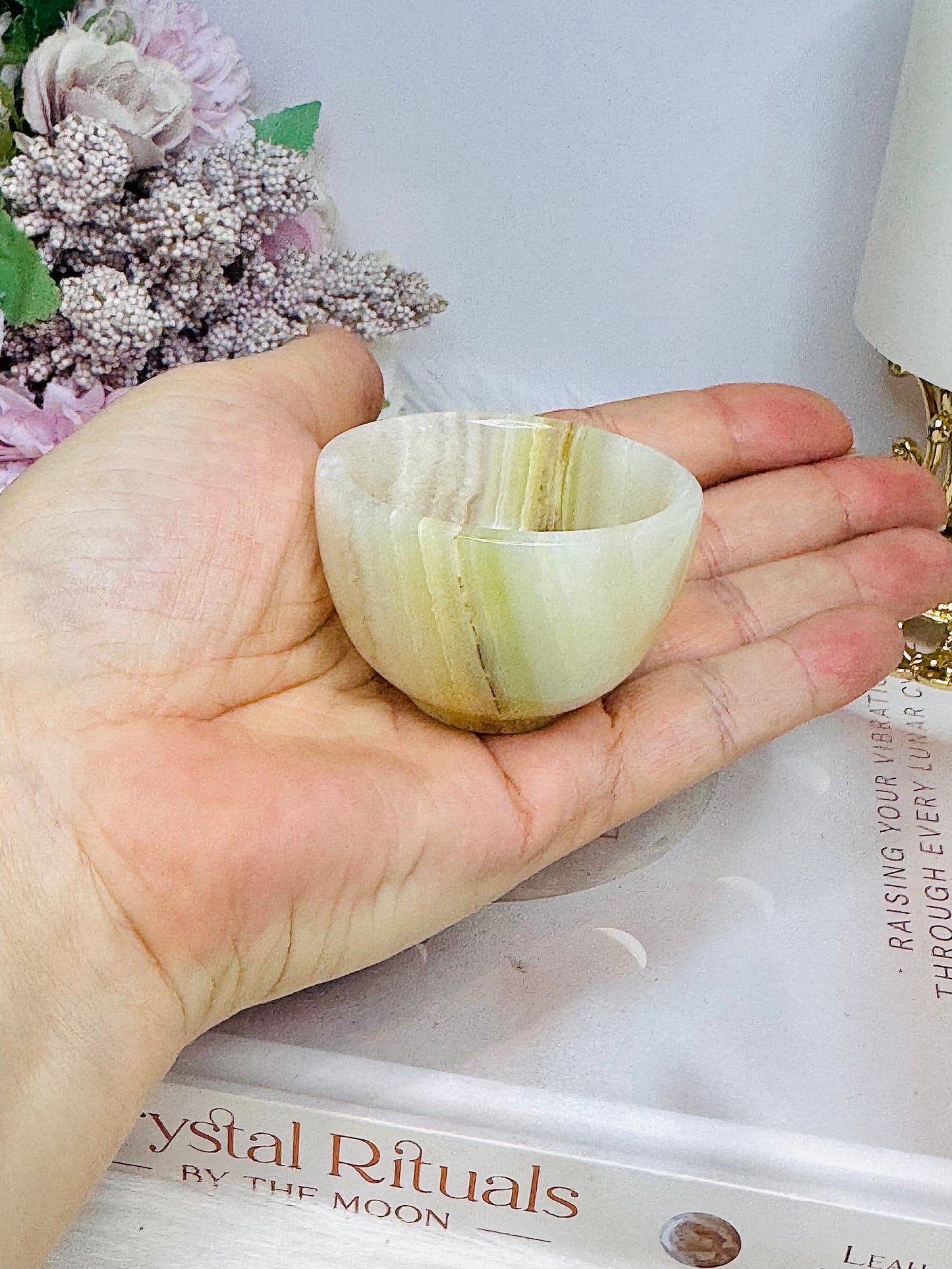 Small Green Onyx Carved Bowl