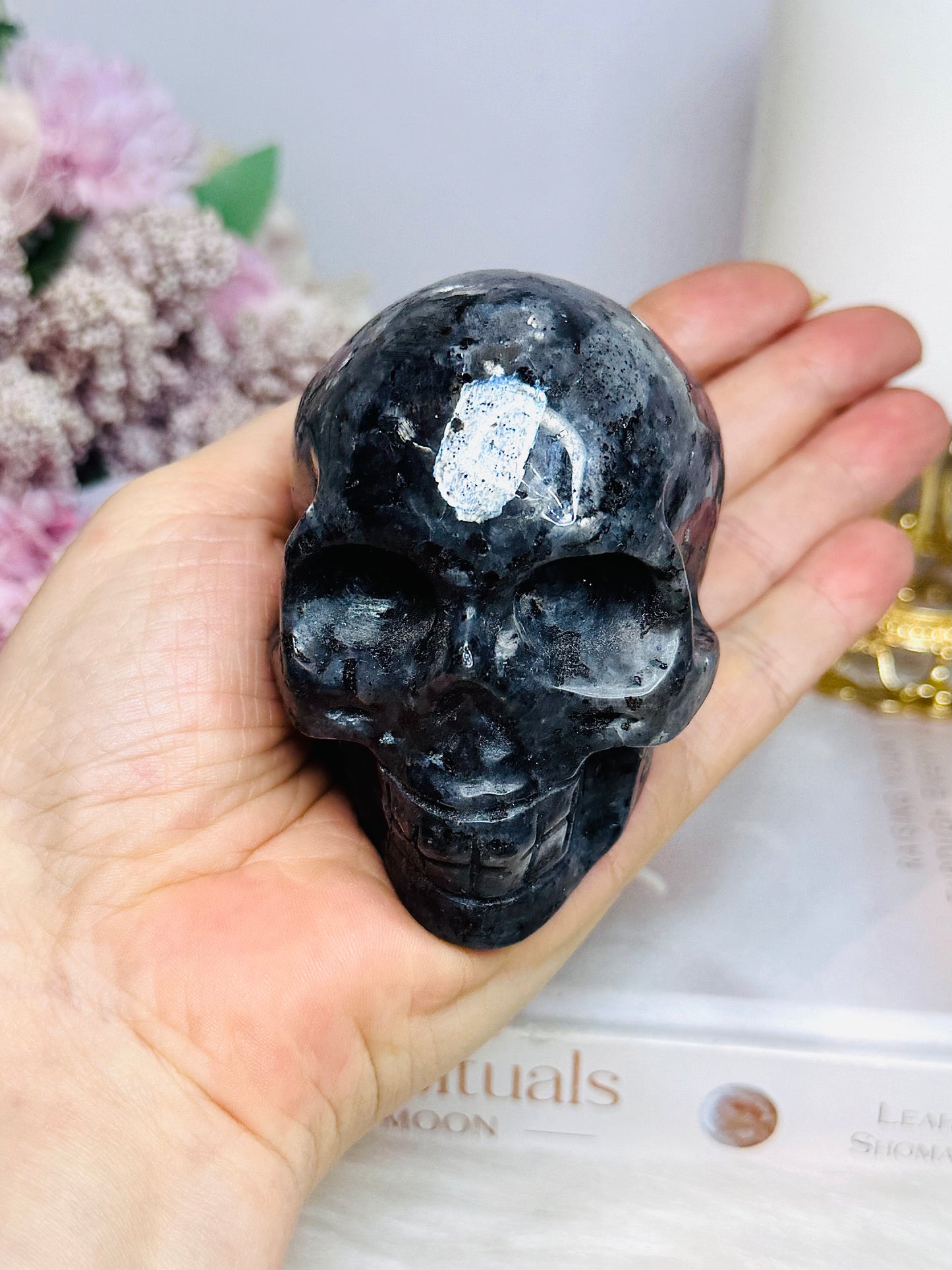 Larvikite Carved Skull 7.5cm 371g