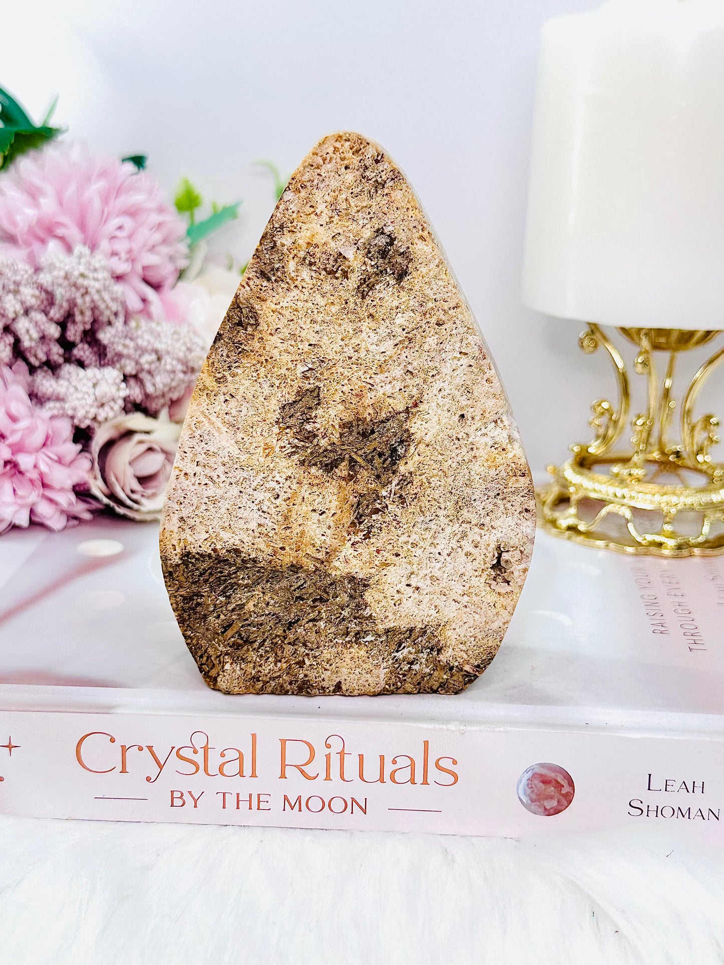 Simply Stunning Large 439gram Druzy Pink Amethyst Carved Flame | Freeform From Brazil