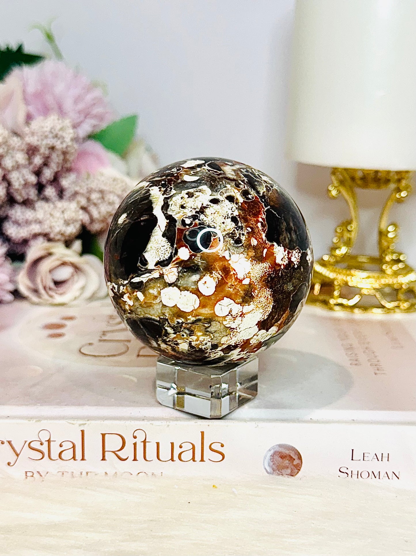 Large Money Agate Sphere On Stand 304g