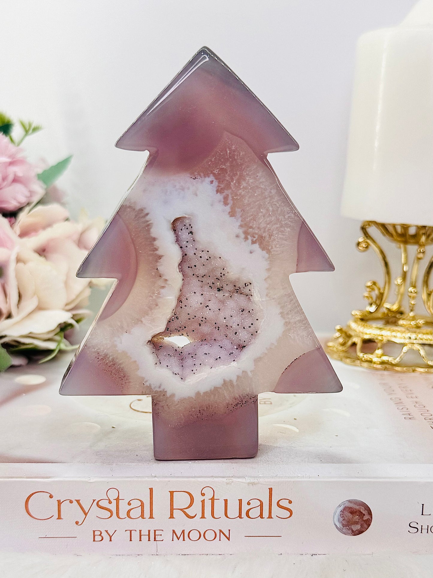 High Grade Sugar Druzy Agate Chunky Christmas Tree 12cm