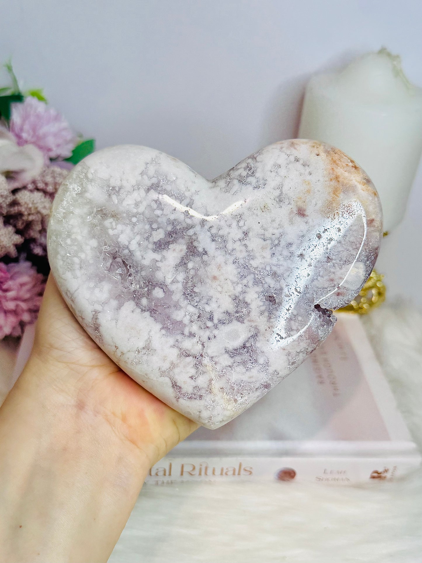 Large Druzy Pink Amethyst Chunky Heart on Stand 615g