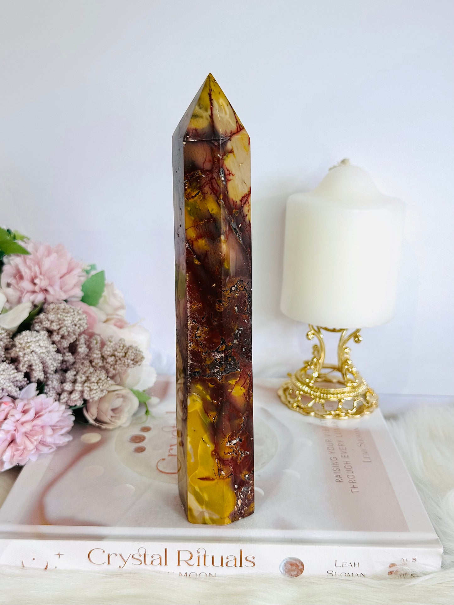 Natural Large Mookaite Jasper Tower | Generator with Hematite Inclusions 21cm