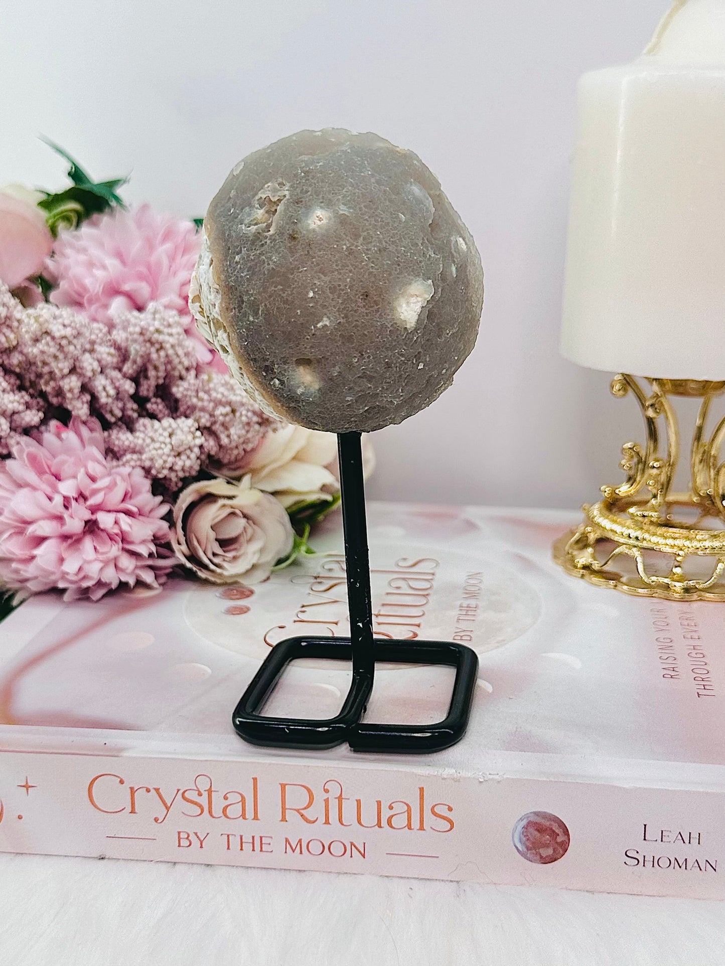 Druzy Amethyst Agate Geode On Stand From Brazil 13cm 216grams