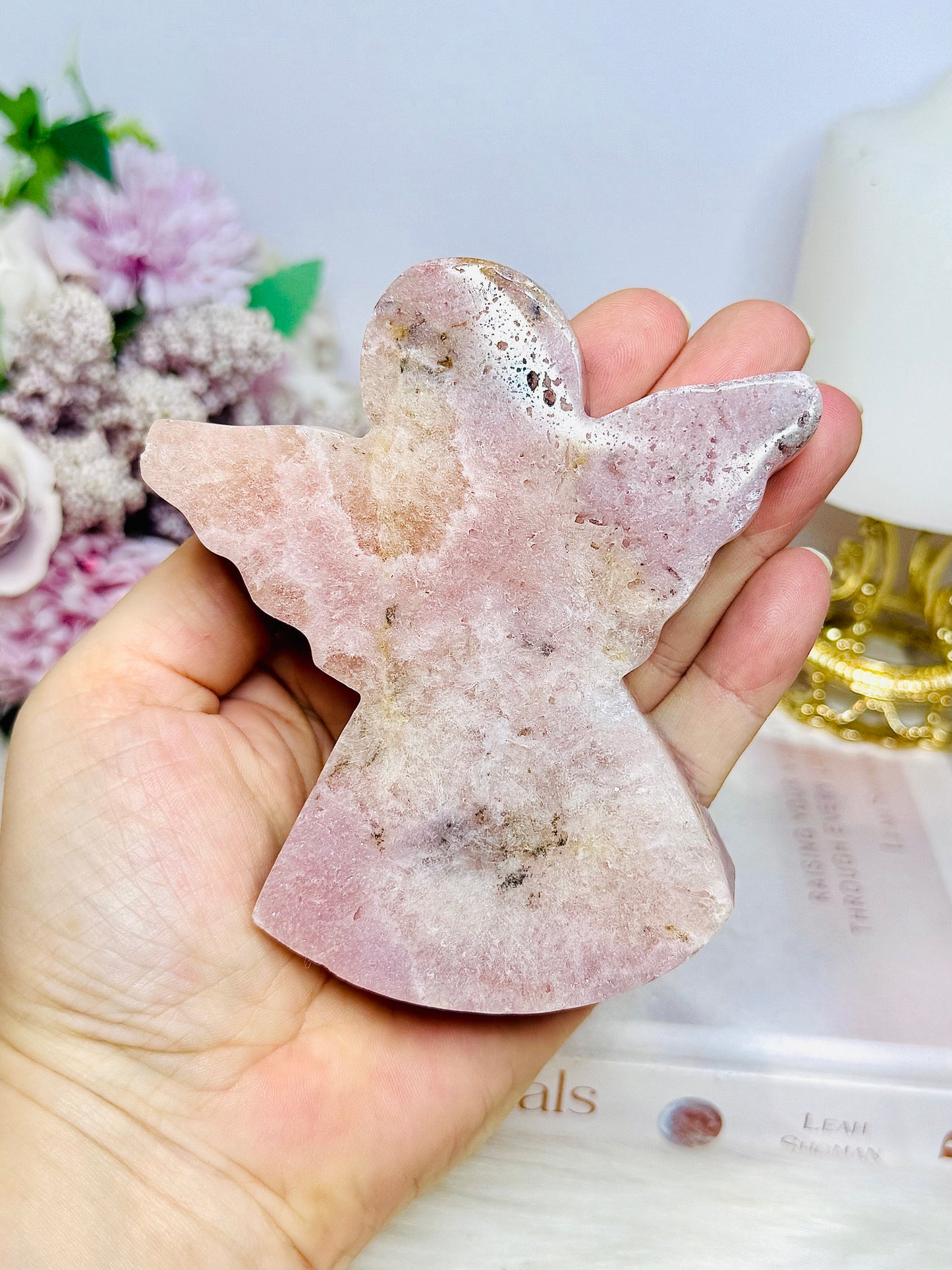 Chunky Pink Amethyst Carved Angel 10cm 341g