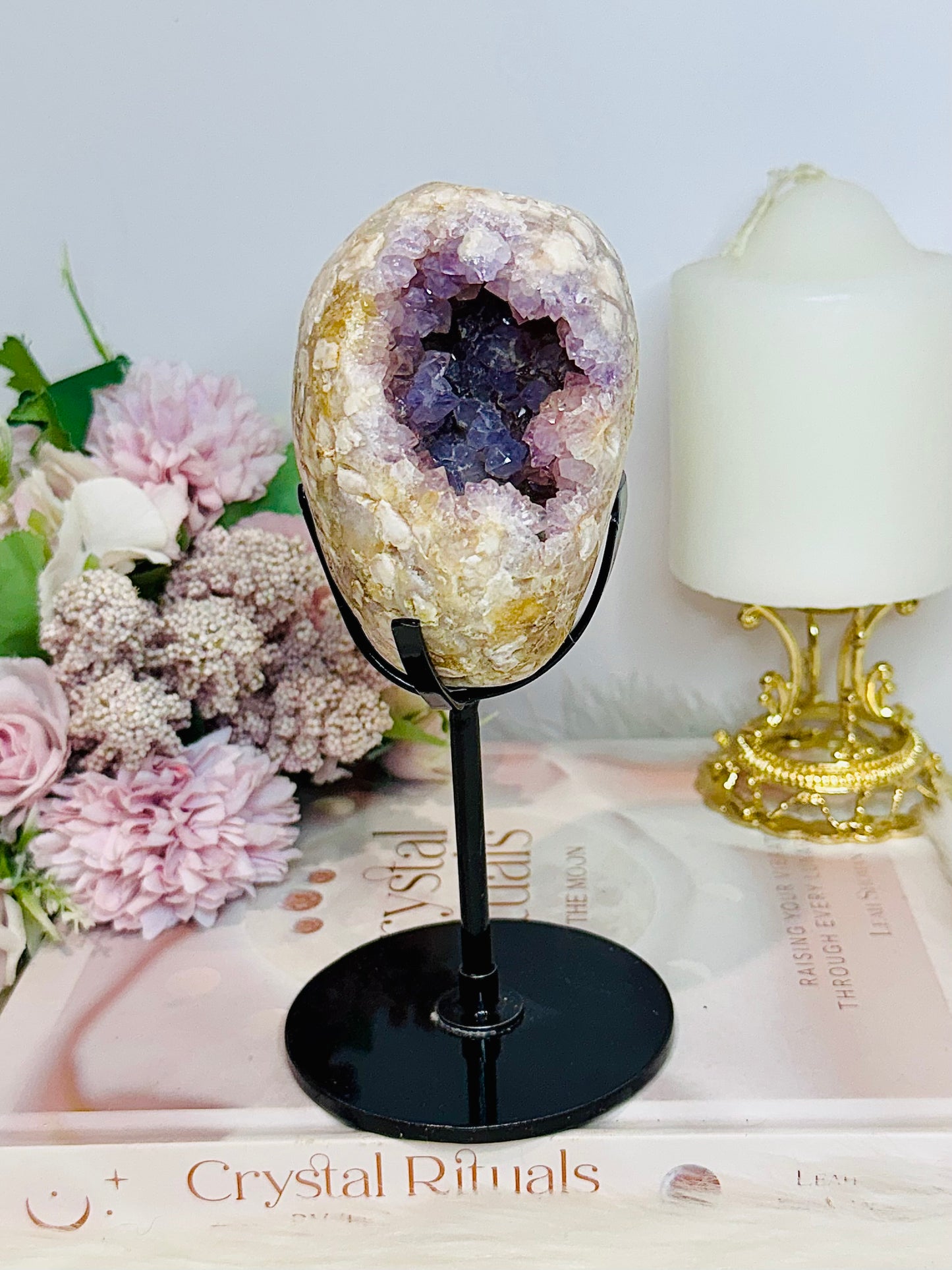 High Grade Druzy Pink Amethyst Geode On Custom Made Stand 18cm 714g