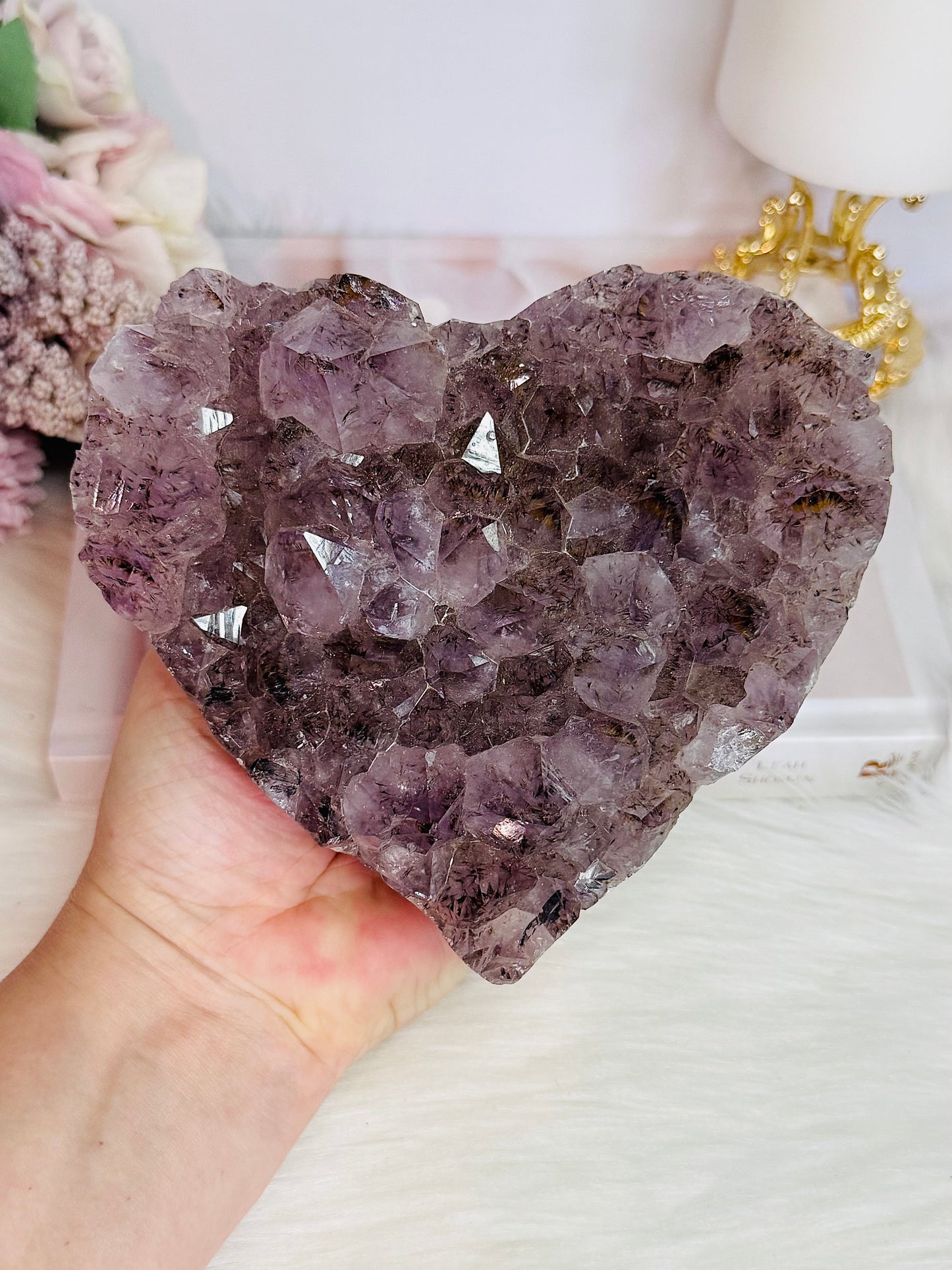 Magnificent 1.15KG Purple Amethyst Cluster Carved Heart From Brazil