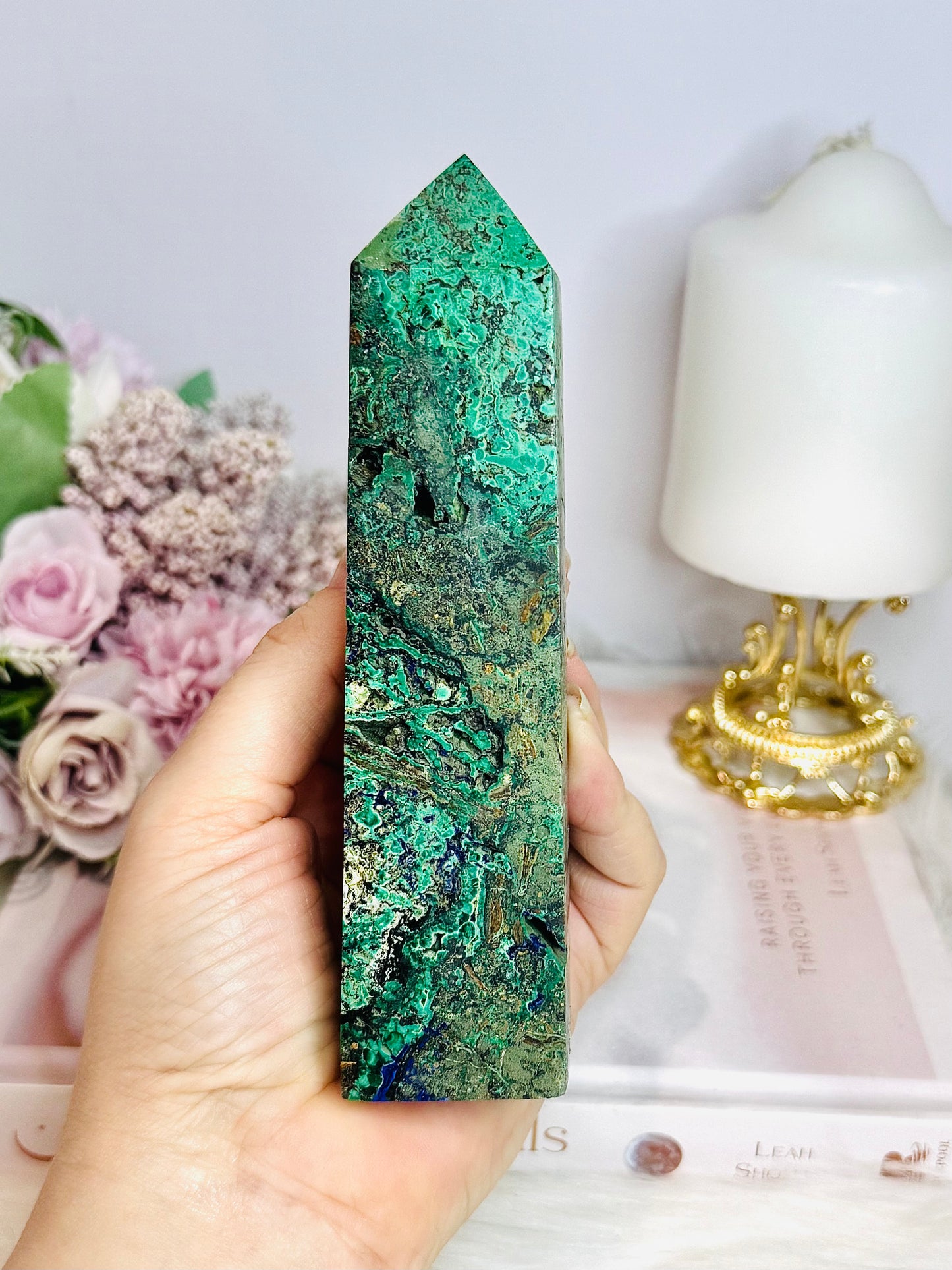 Natural Azurite Malachite Tower 15cm
