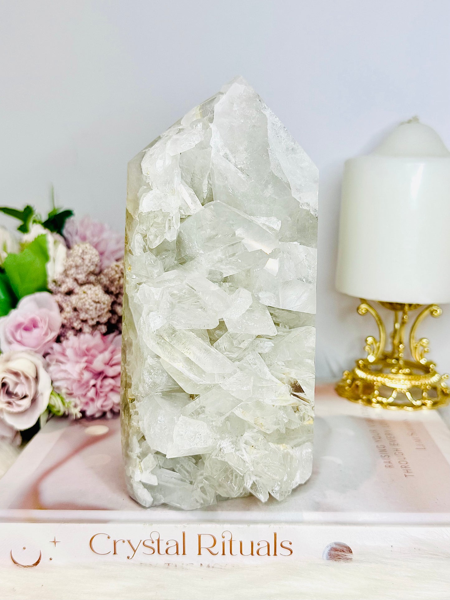 High Grade Clear Quartz Cluster Point Tower From Brazil 17cm 1.22KG