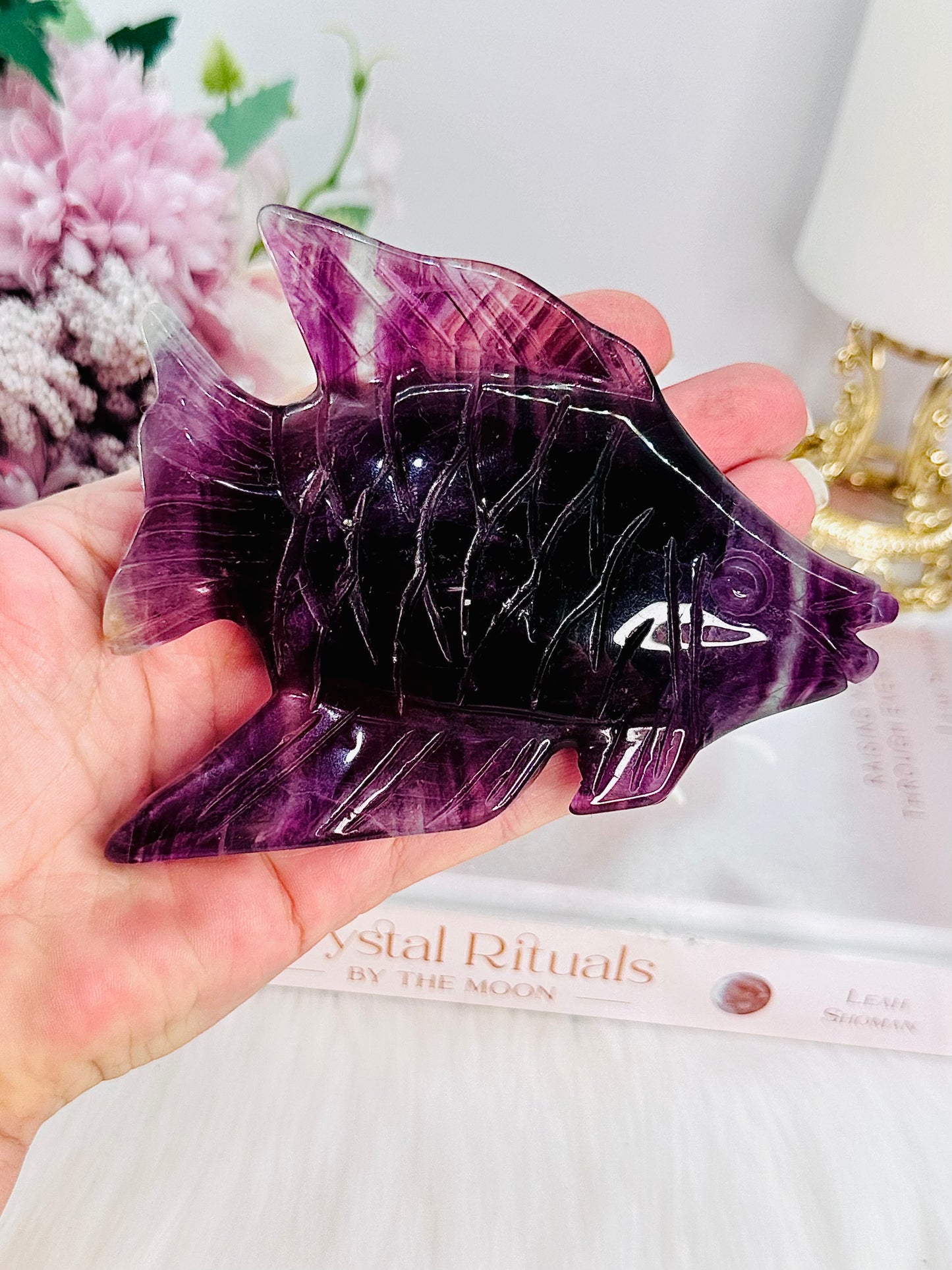 WOW!!! Absolutely Phenomenally Gorgeous Purple Fluorite Perfectly Carved Fish ~ An Absolutely Stunning Piece 12cm