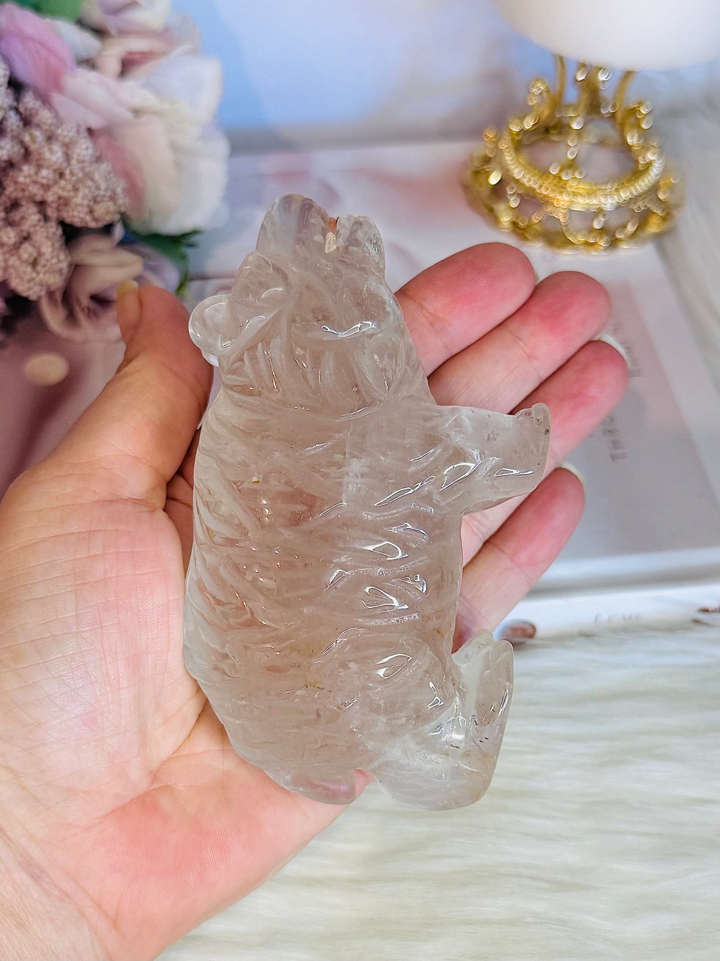 Chunky 11cm 359gram Clear Quartz Carved Bear