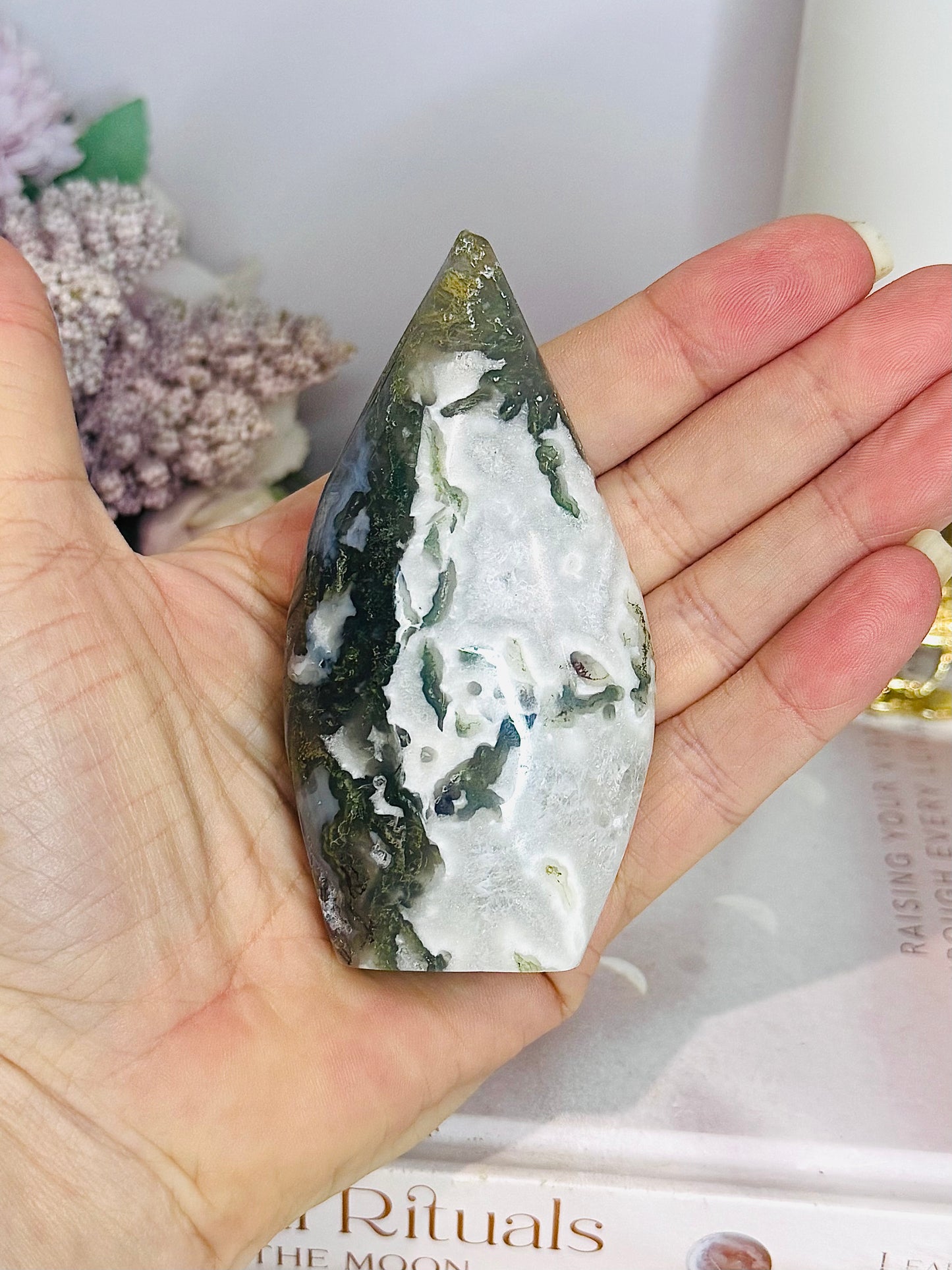 Moss Agate in Quartz Flame | Freeform 9.5cm