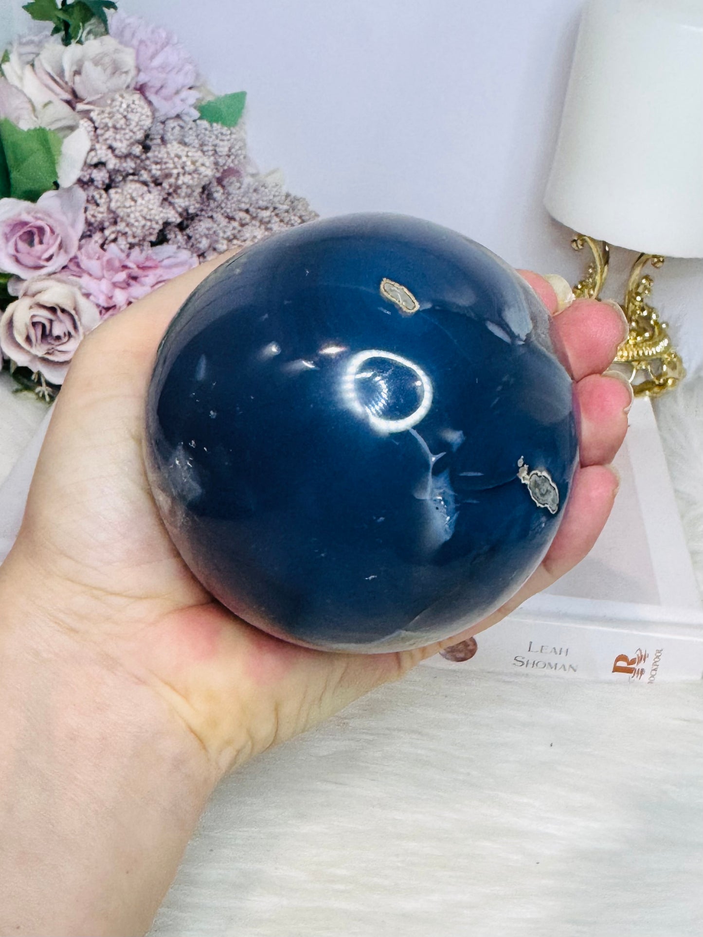 Large Druzy Amethyst X Agate Sphere On Stand 620g