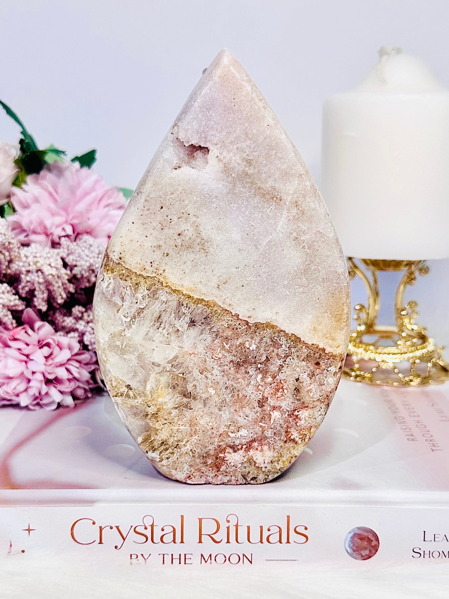 Large Pink Amethyst Druzy Carved Flame | Freeform From Brazil 564grams 15cm