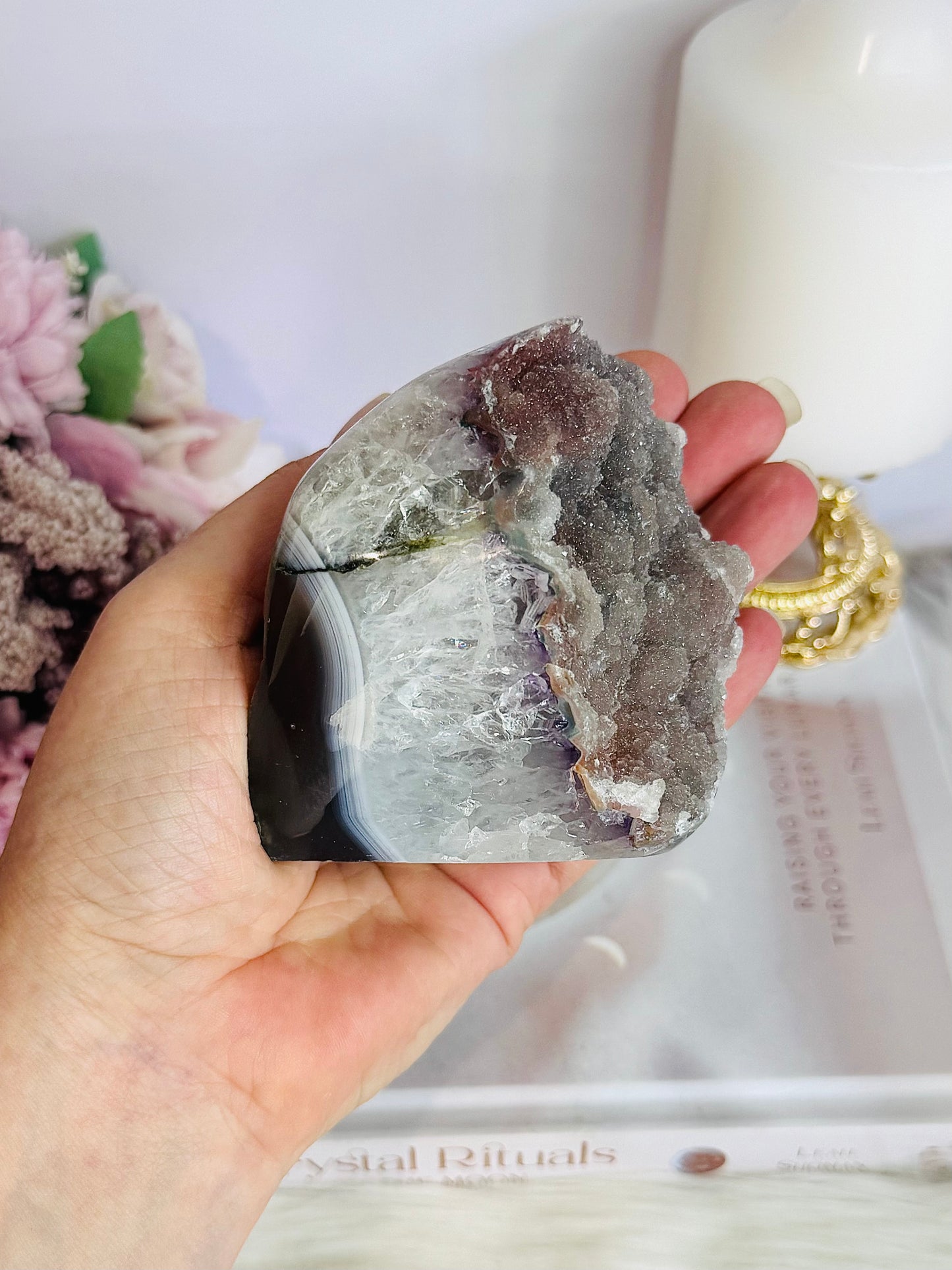 Galaxy Amethyst Base Cut Cluster From Brazil 8cm