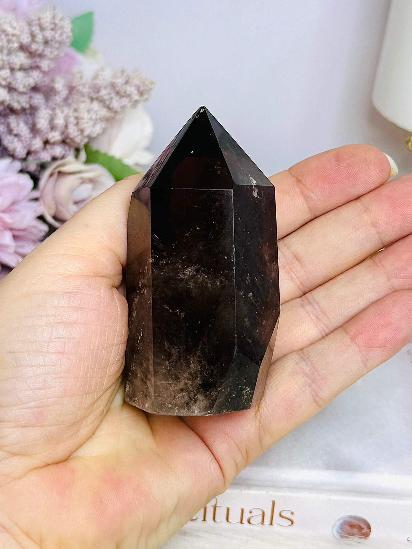 Smokey Quartz Chunky Tower 8cm ~ Discounted as chip on tip