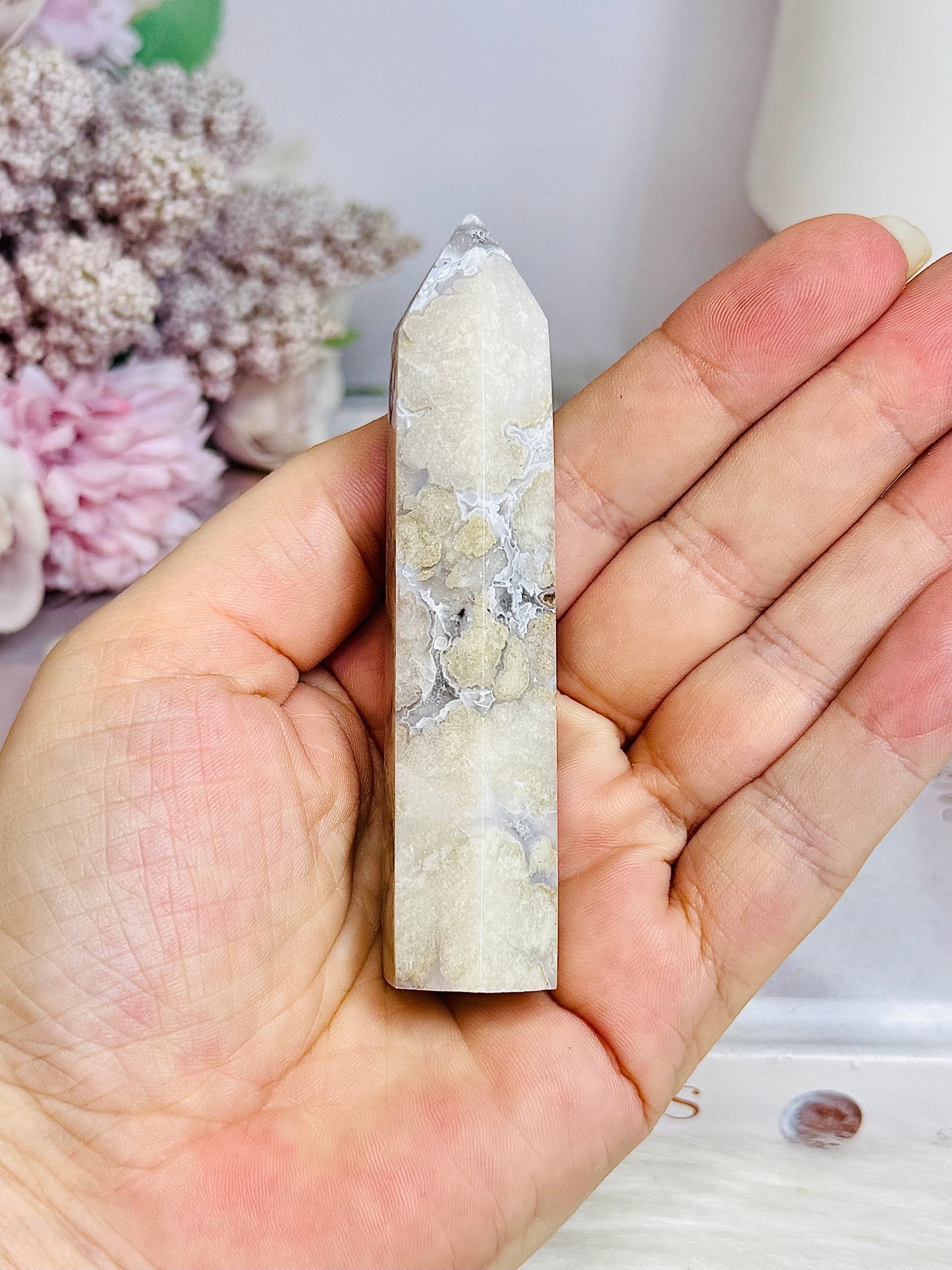 Flower Agate Druzy Tower 9.5cm