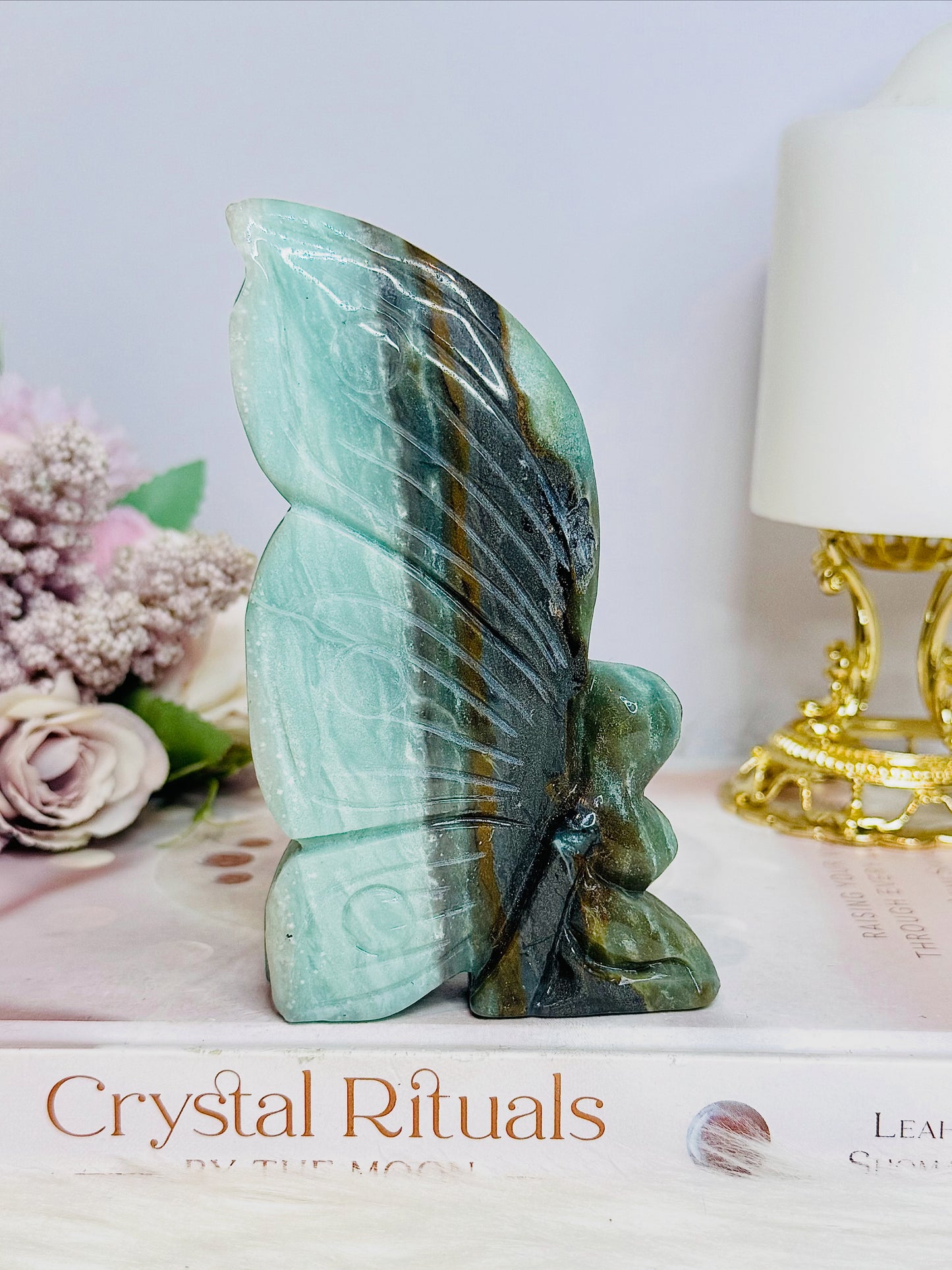 Blue Caribbean Calcite Carved Fairy 12cm