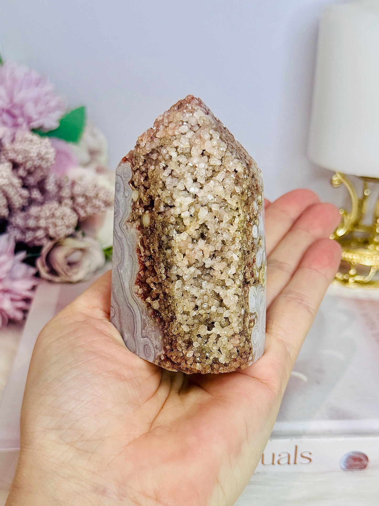 High Grade Druzy Pink Amethyst Chunky Tower 9cm 296g