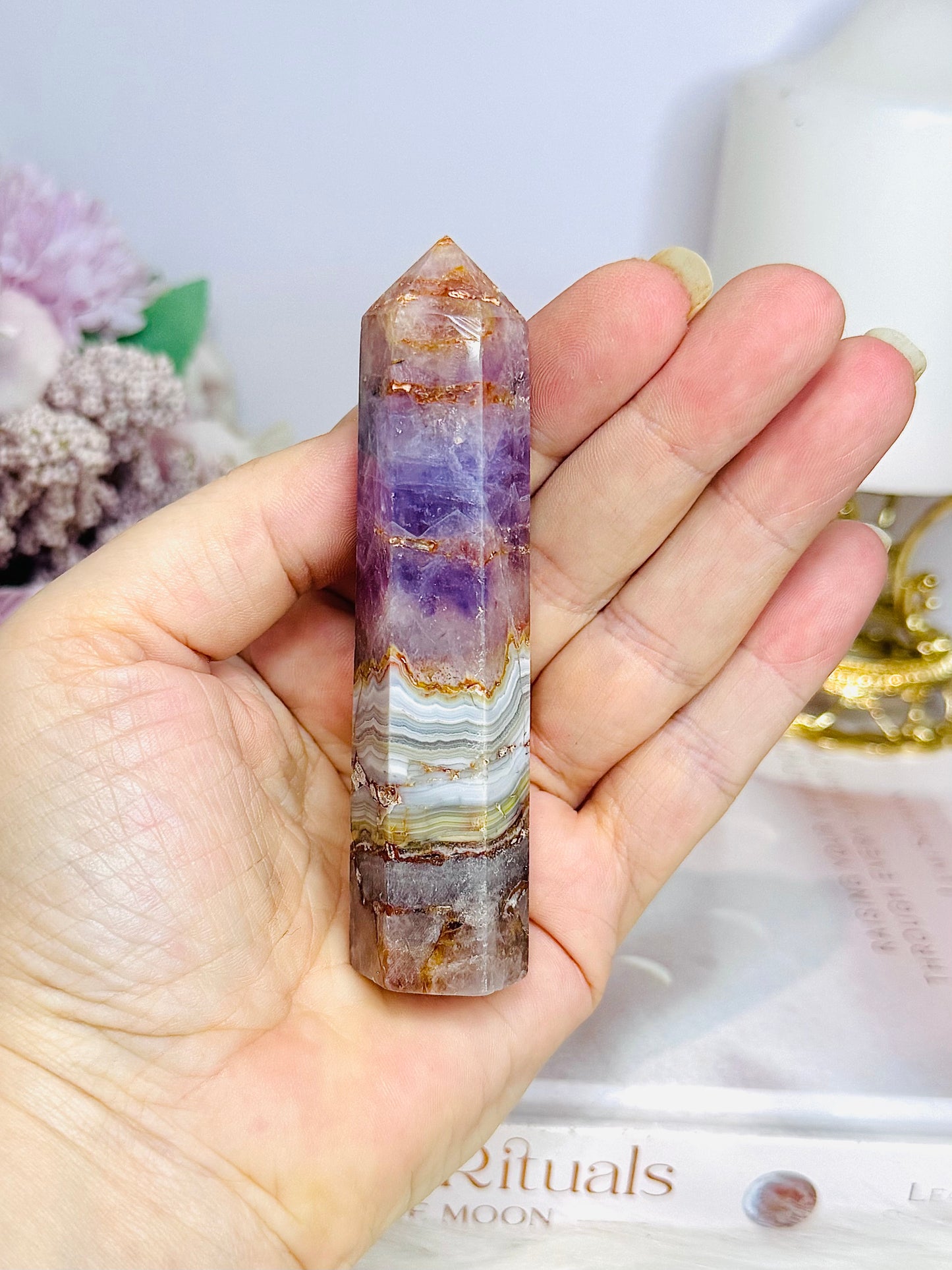 Agate X Amethyst Tower 10cm