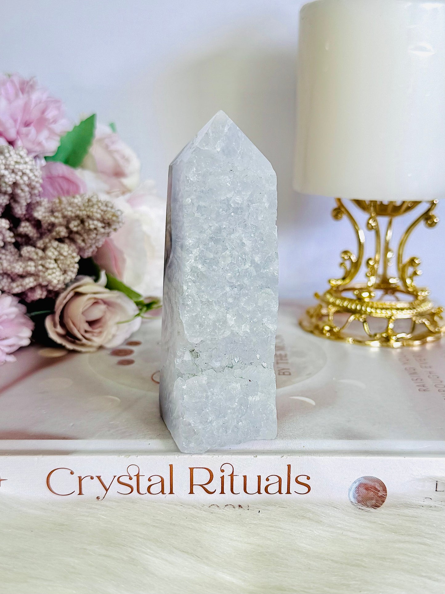 Blue Lace Agate Druzy Tower 10cm