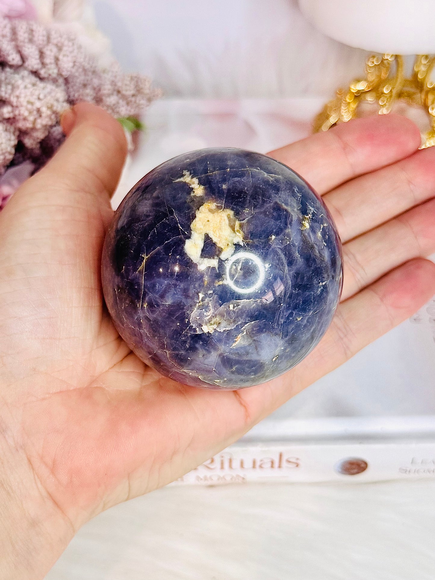 Stunning Large 346gram Lavender Rose Quartz Sphere On Stand