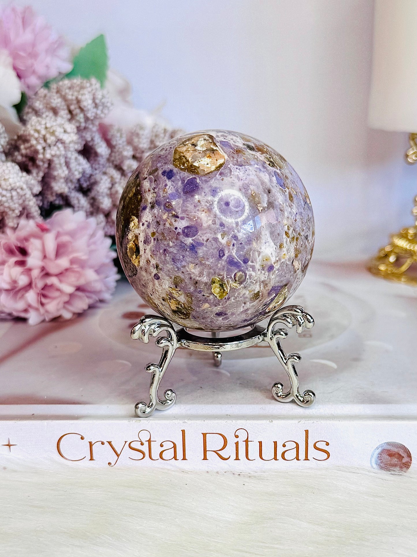 Opalised Fluorite (Tiffany Stone) Sphere on Stand 239g