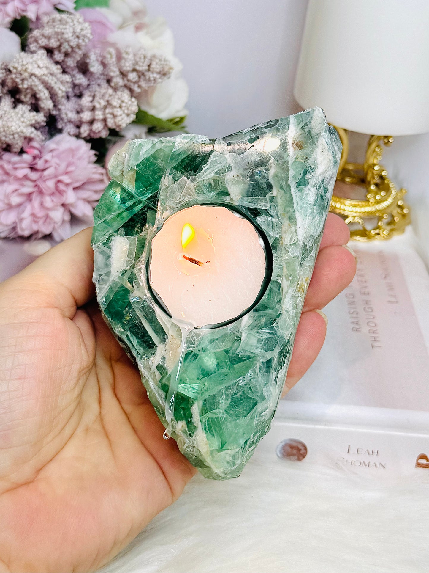 Chunky Green Fluorite Candle Holder 564g