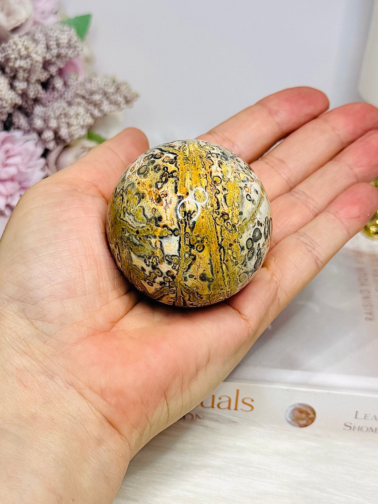 Leopard Skin Jasper Sphere on Stand 162g