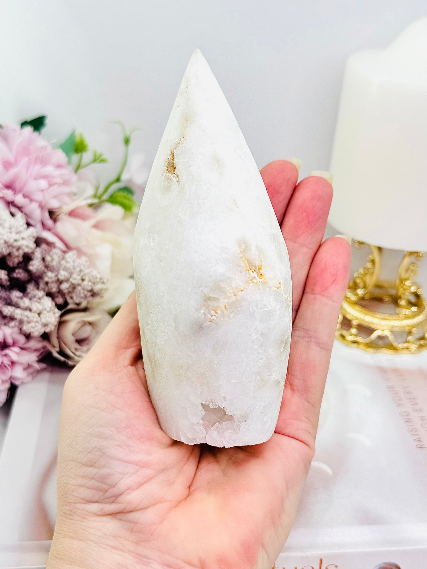 White Quartz Druzy Freeform | Flame 12cm