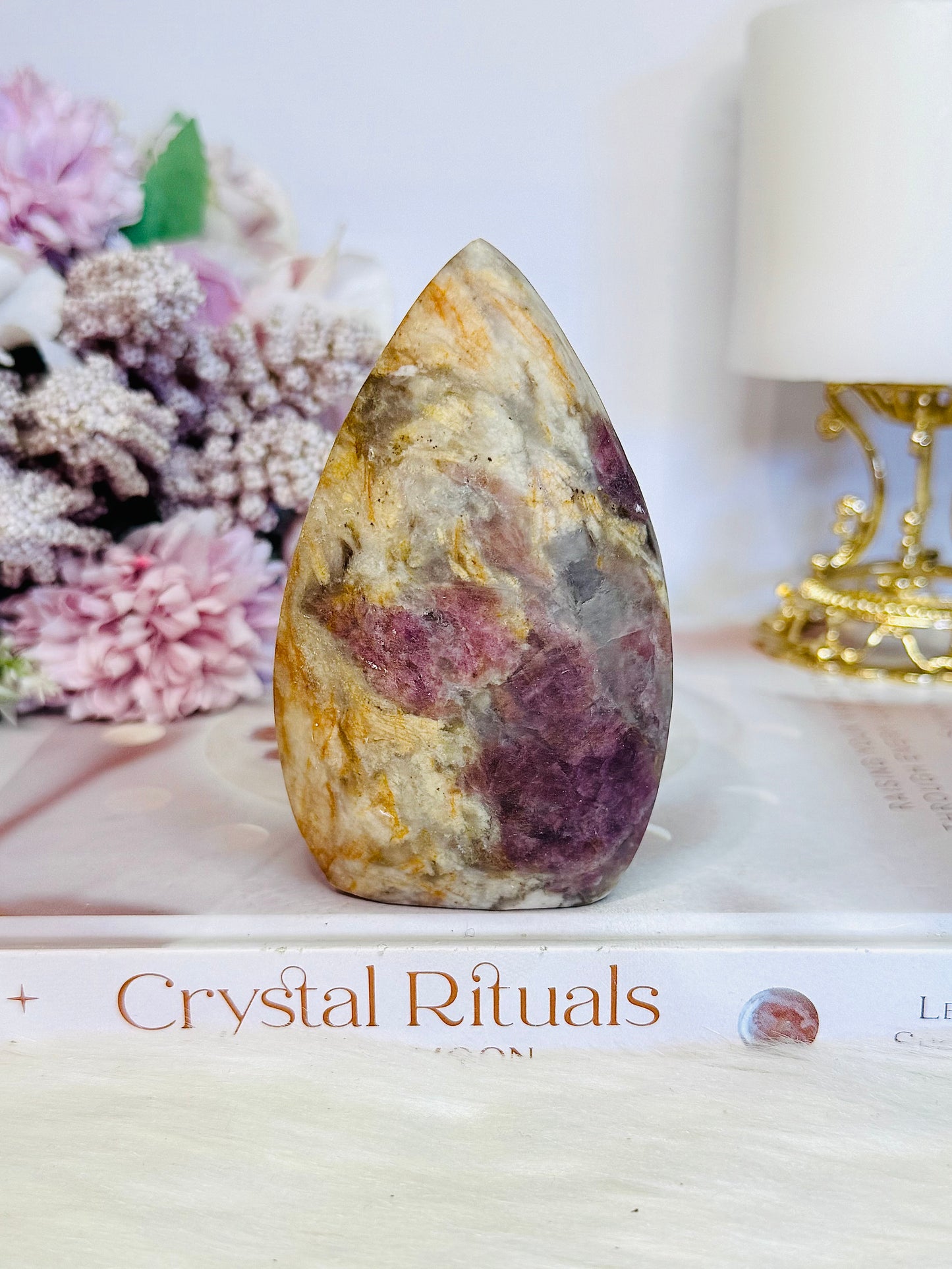 Large Pink Tourmaline Carved Flame | Freeform 261grams
