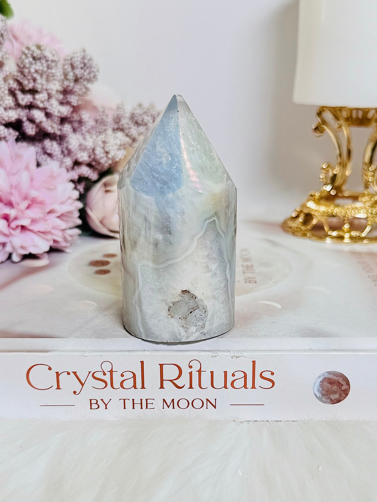 Gorgeous 8cm Chunky Angel Aura Druzy Agate Tower | Cylinder From Brazil