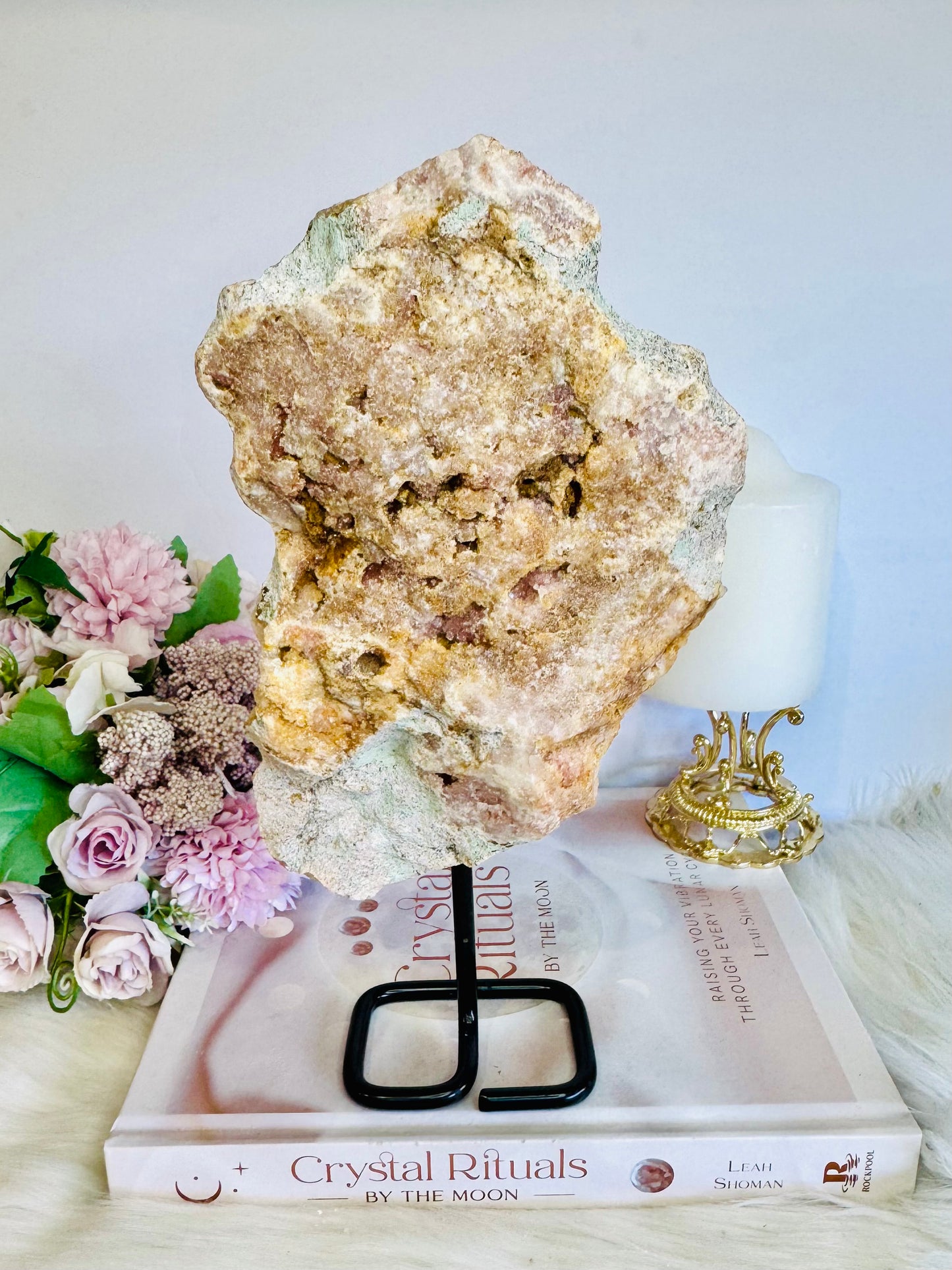Large Pink Amethyst Natural Slab On Stand 24cm