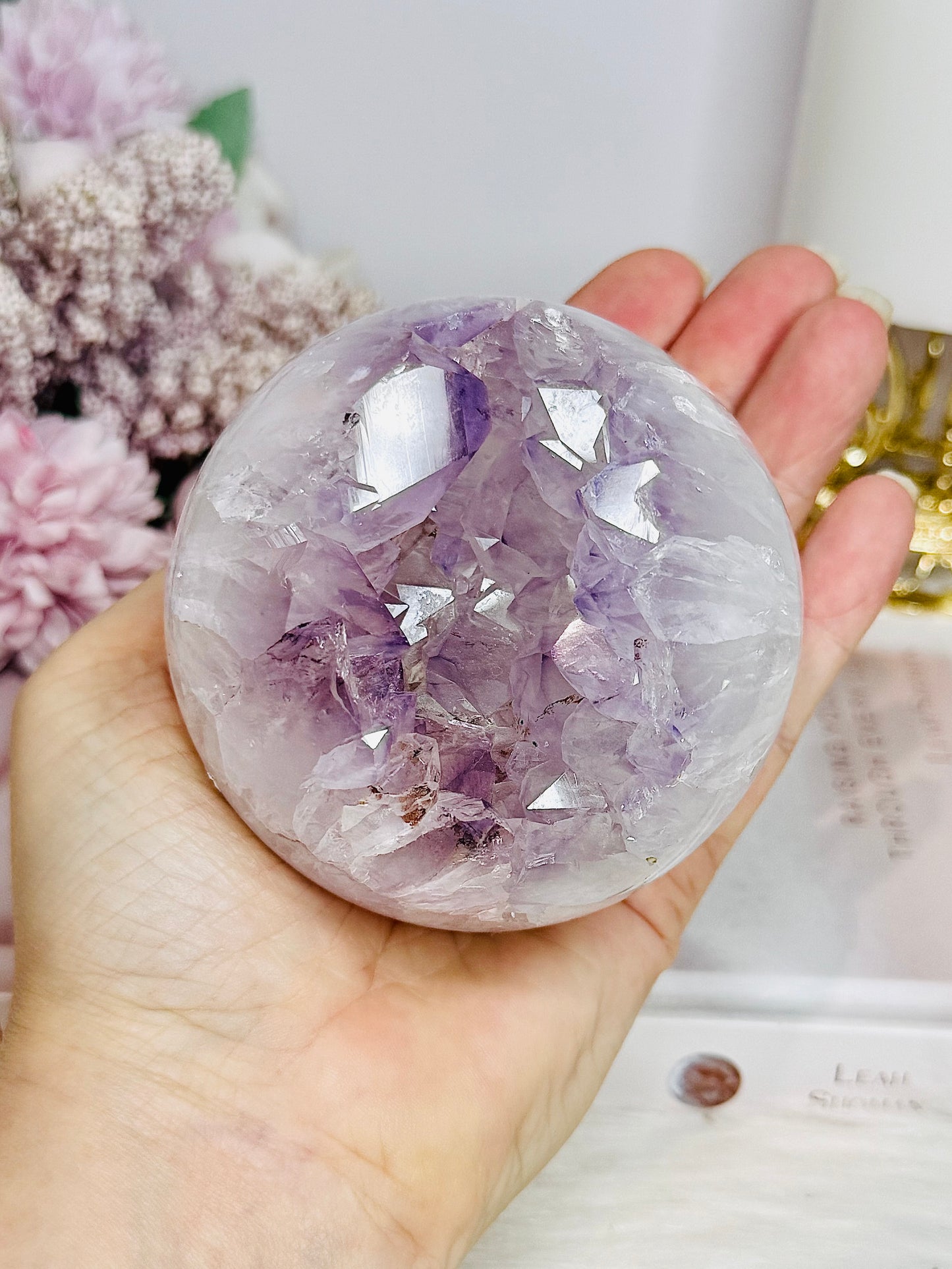 Large Druzy Amethyst Sphere on Stand 618g