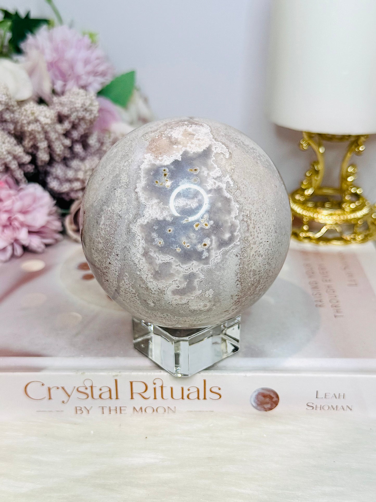 Large Pink Amethyst Sphere on Stand 658g