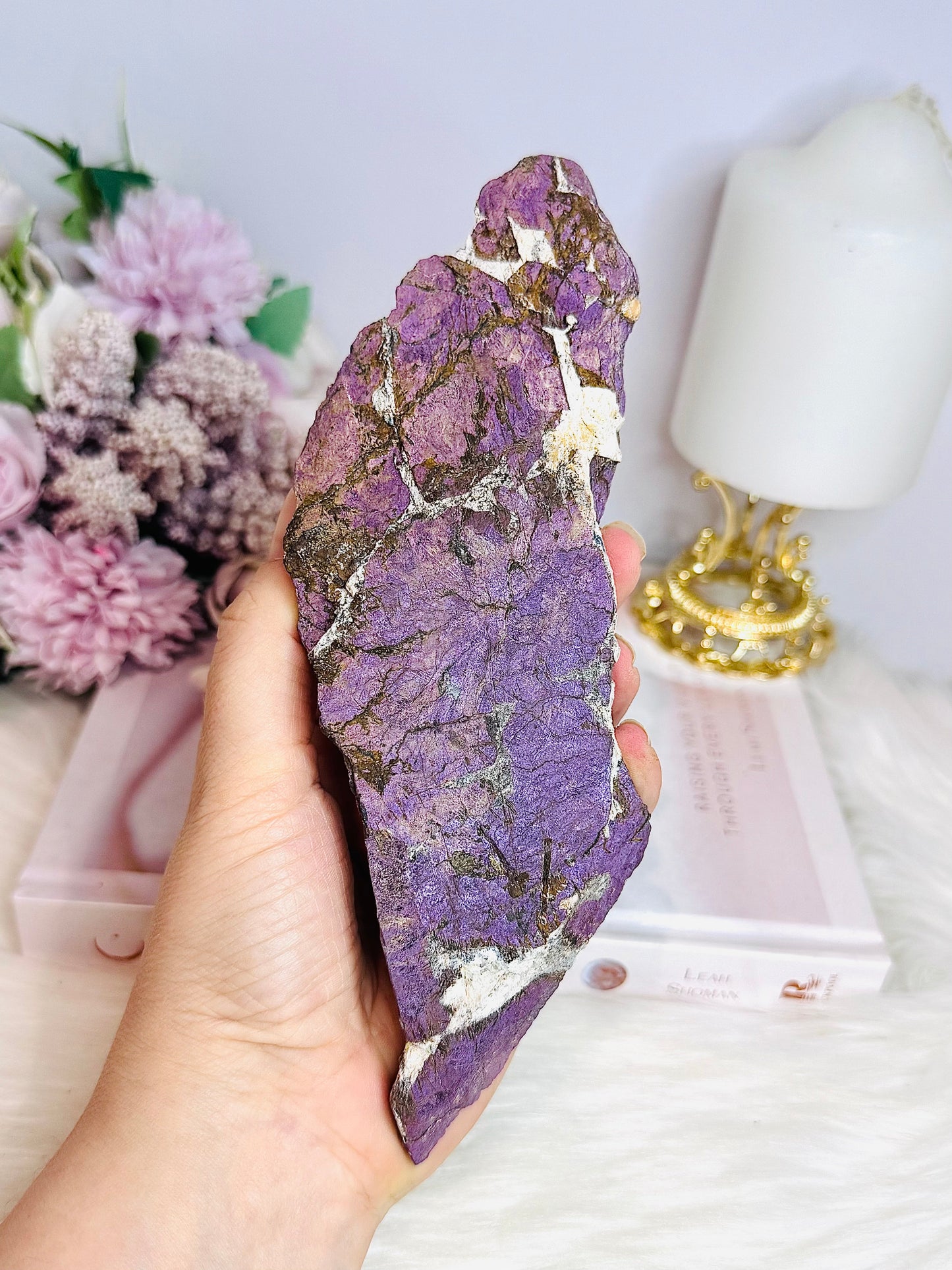 Large Natural Purpurite Slab on Stand 309g 19cm