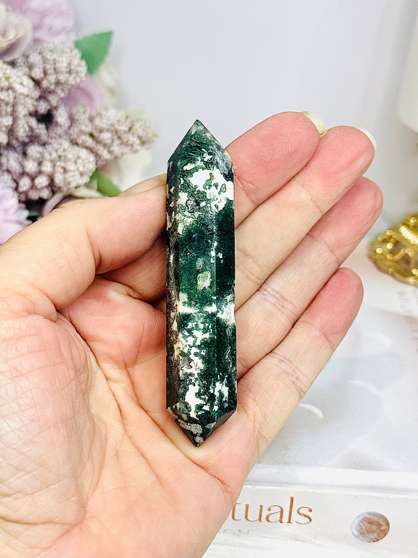 Moss Agate Double Terminated Point 8.5cm