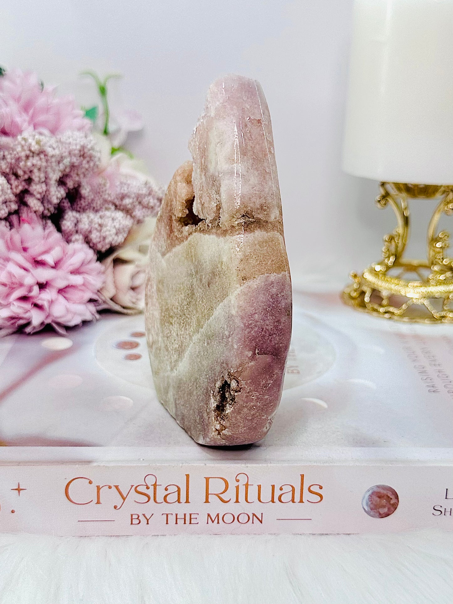 Gorgeous 11.5cm Druzy Pink Amethyst Carved Flame | Freeform